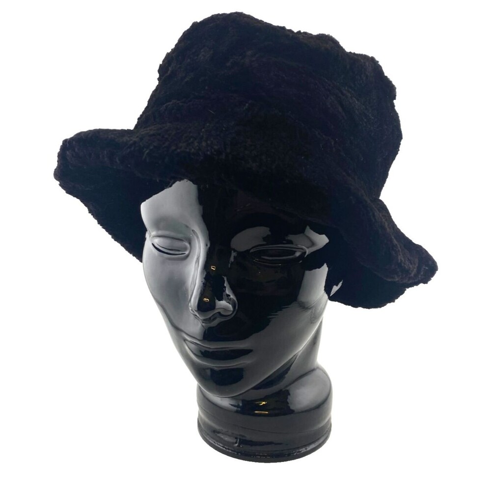 Mitchie's Matchings Black Bucket Hat Genuine Beaver Fur CANADA Sheared Plush Vtg